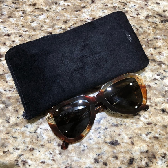Celine 52MM Dark Havana Classic Tortoise Shell Logo Temple Designer Sunglasses - Picture 3 of 7